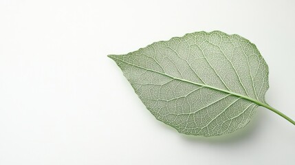 Single Delicate Leaf with Visible Veins on a White Background