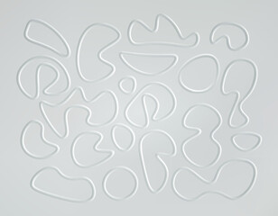 3d white abstract line figure. Curve element, fluid wave shape, squiggle, flow swirl, path, doodles. Dynamic line curve. Vector illustration