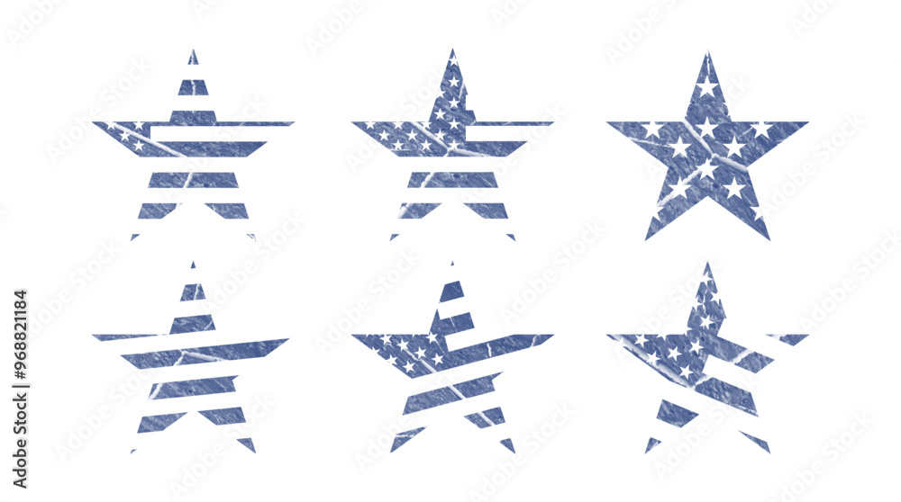 Wall mural star shape blue american flag set vector graphic design. usa freedom flag to use for 4th july indepe