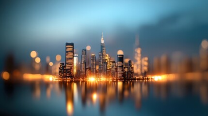Fototapeta premium A panoramic view of a city skyline illuminated for a major annual celebration, showcasing the grandeur of the event.