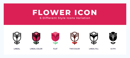 Flower icon symbol. logo illustration with different styles