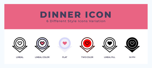 Dinner icons set of simple vector illustration.
