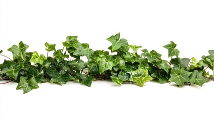 Obraz premium A lush vine of green ivy leaves against a white background.