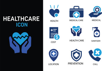 heart love life icon vector set health medical help charity support donation care sign illustration