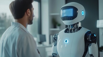 AI-driven telepresence robots for remote medical consultations: A doctor conducting a virtual appointment through an AI-powered robot.
