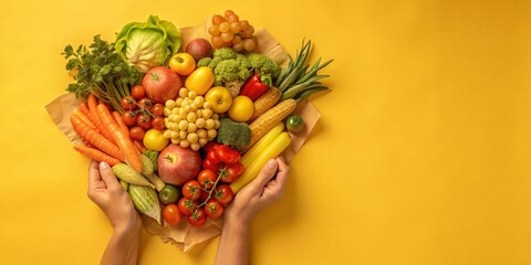Celebrating world food day with a vibrant vegan and vegetarian harvest concept for awareness and healthy eating