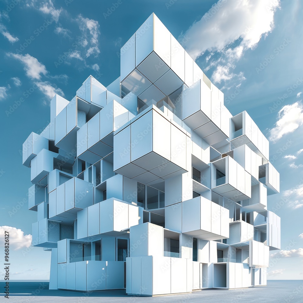 Fototapete cubic building with parametric envelope. generative ai.