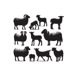 Fototapeta premium Sheep silhouette. Sheep logo, icon. Sheep vector design isolated on white. background.