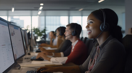 Call Center Agent Providing Multilingual Support.