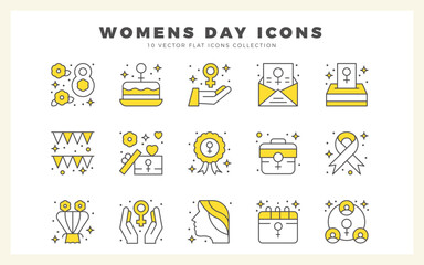 15 Women's Day Two Color icon pack. vector illustration.