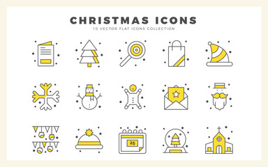 Fototapeta premium 15 Christmas Two Color icon pack. vector illustration.