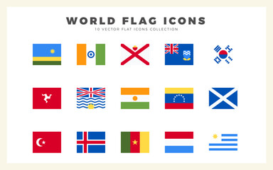 15 World Flags Square. icons Pack. vector illustration.