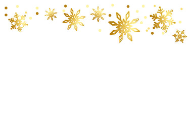golden snowflakes border, background. Christmas and New Year's design element. Vector
