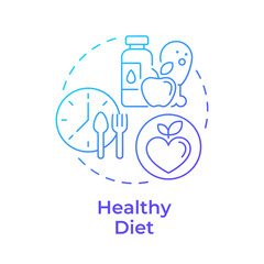 Healthy diet blue gradient concept icon. Cancer prevention. Healthy eating. Dieting. Balanced nutrition. Round shape line illustration. Abstract idea. Graphic design. Easy to use in brochure