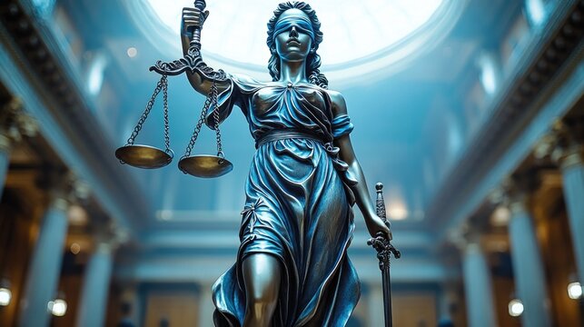 The Statue of Justice symbol, legal law concept image