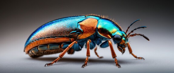 Vibrant beetle showcasing intricate details and colors, ideal for educational purposes, nature exploration, or showcasing biodiversity in presentations