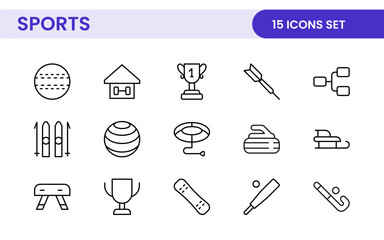 Sports and outdoor activities line icon set. Outline icon collection related to outdoor sports.