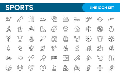 Sports and outdoor activities line icon set. Outline icon collection related to outdoor sports.