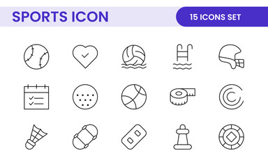 Sports and outdoor activities line icon set. Outline icon collection related to outdoor sports.