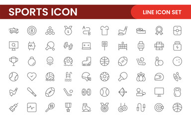 Sports and outdoor activities line icon set. Outline icon collection related to outdoor sports.