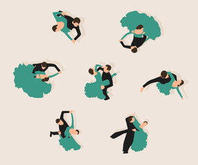 Dancing people, Ballroom dancers, top view