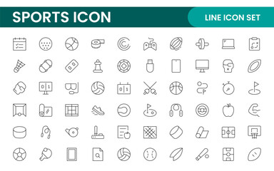 Sports and outdoor activities line icon set. Outline icon collection related to outdoor sports.