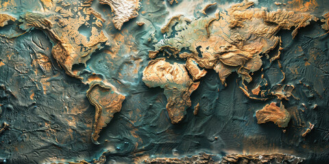 Detailed illustration of Earth's tectonic plates across the globe showing boundaries and geological features clearly