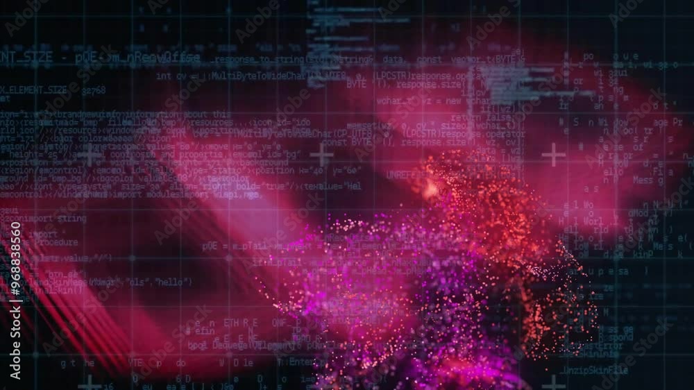 Poster animation of data processing over grid and connections