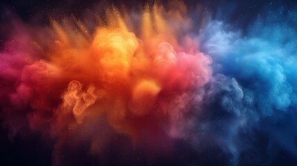 Fototapeta premium Color powder rainbow background with paint holi. texture wallpaper colorful cloud