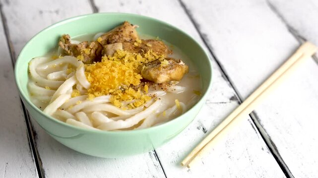 creamy rich chicken paitan udon soup