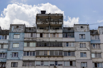 Old Soviet apartment building. Panel building.
