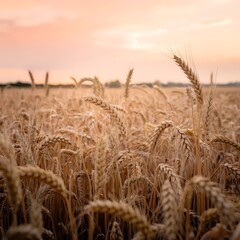 Fototapeta premium golden wheat field at sunset