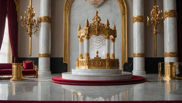A majestic podium carved from white marble
