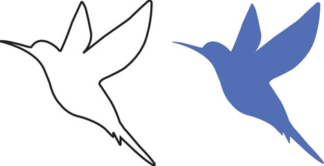 Bird single line and flat design vector illustration