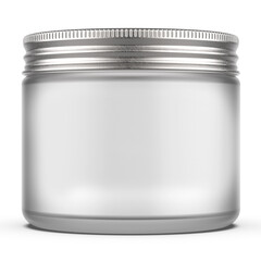 glass jar with metal screw cap front angle mockup image