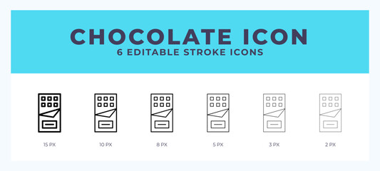 Chocolate icon vector illustration. With editable stroke for web. App and more.