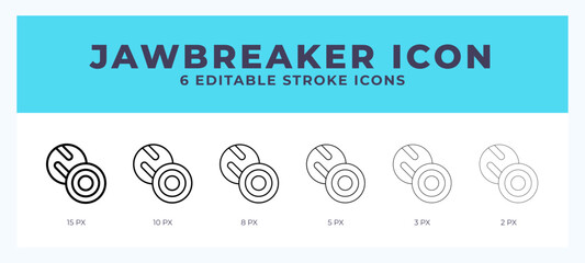 Jawbreaker icon. Editable stroke line icon vector illustration.