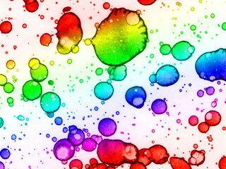 Author's artistic abstractions. Rainbow spots. Watercolor and alcohol inks.
