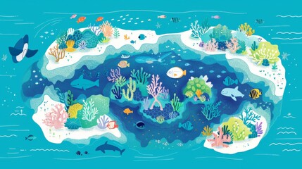 Naklejka premium An illustrated map highlighting Koh Phangan in Thailand, known for its Full Moon Parties