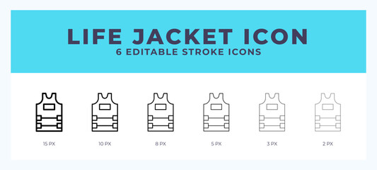 Life jacket line icon with different stroke. Vector illustration.