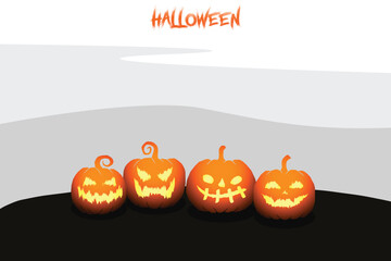 Halloween funny background silhouette  illustration.
