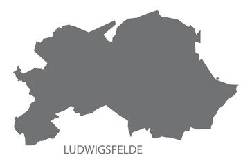 Obraz premium Ludwigsfelde city map with boroughs grey illustration silhouette shape