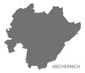 Mechernich city map with boroughs grey illustration silhouette shape