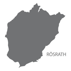 R&ouml;srath city map with boroughs grey illustration silhouette shape
