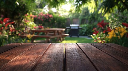 The Wooden Table in Garden