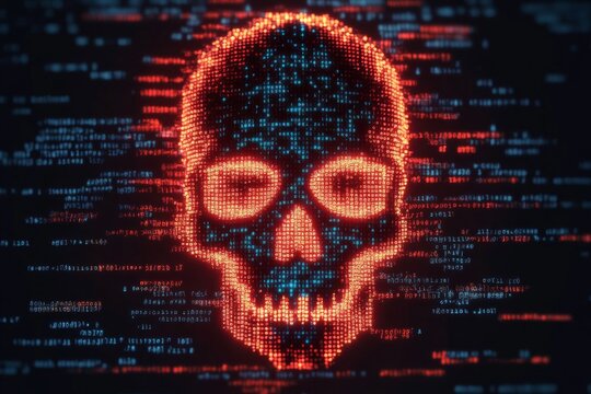 A skull symbolizing a hacker attack. Generative AI