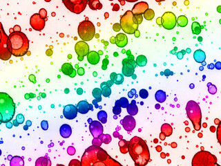 Author's artistic abstractions. Rainbow spots. Watercolor and alcohol inks.