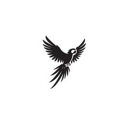 Parrot silhouette. Parrot vector design. Parrot logo, icon black and white.