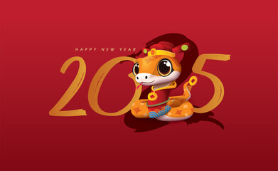 Chinese new year 2025 year of the Snake, Snake zodiac sign. Asian style design. Concept for traditional holiday card, banner, poster, decor element.