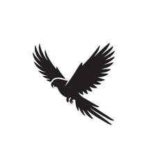 Parrot silhouette. Parrot vector design. Parrot logo, icon black and white.